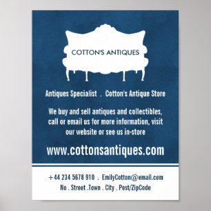  Sofa, Elegant Blue, Antiek dealer, winkel Poster