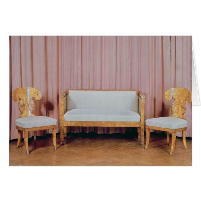 Sofa en twee stoelen, Karelian birch, 1810-20 (Voorkant Horizontaal)