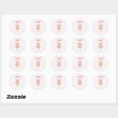 Sofia | Aangepaste Roze Teddybeer Nursery Design Ronde Sticker (Vel)