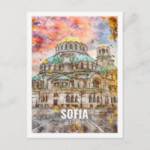Sofia Bulgaria Famous Travel Waterverf Sketch Briefkaart (Voorkant)