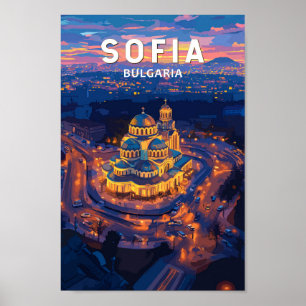 Sofia Bulgaria Illustration Travel Art Vintage Poster