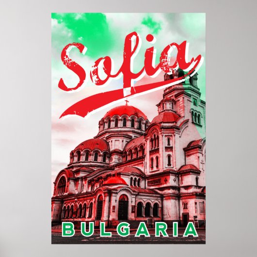 Sofia, Bulgarie, affiche vintage (Devant)