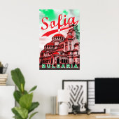 Sofia, Bulgarie, affiche vintage (Bureau à domicile)