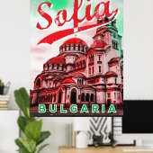 Sofia, Bulgarie, poster vintage (Bureau à domicile)