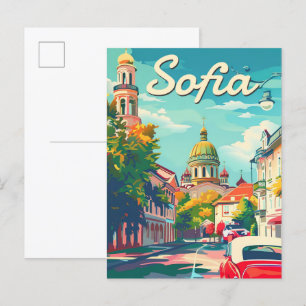 Sofia Bulgarije retro reisillustratie Briefkaart