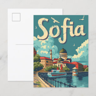 Sofia Bulgarije retro reisillustratie Briefkaart