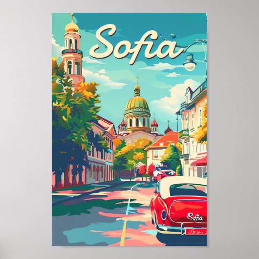 Sofia Bulgarije retro reisillustratie Poster (Voorkant)