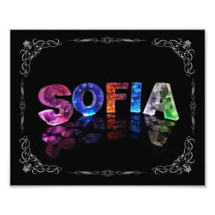 Sofia - de naam Sofia in 3D-lichten (foto) Foto Afdruk