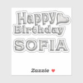 Sofia Happy Birthday silver Aufkleber Sticker (Vel)