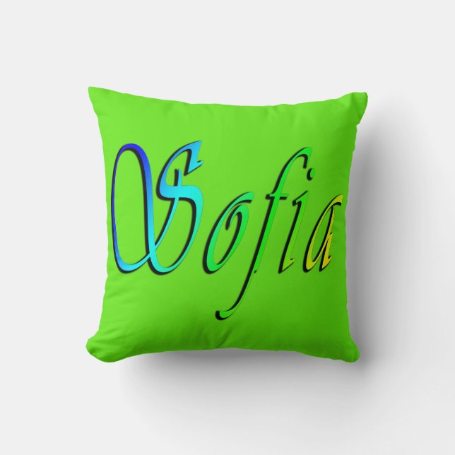 Sofia, Nom, Logo, Coussin À Thon Vert (Recto)