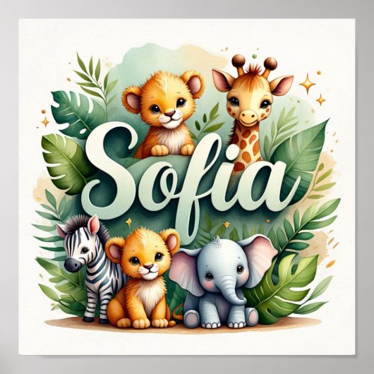 Sofia Safari-kinderkamer muurkunst Poster (Voorkant)