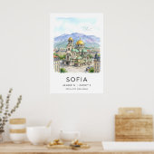 Sofia Stad Print Rustig Waterverf Uitzicht - Geel (Keuken)