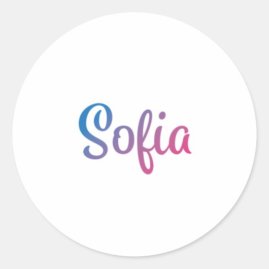 Sofia Stijlvol Cursief Ronde Sticker (Voorkant)