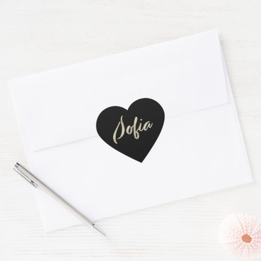 Sofia white gold Handwriting Autocollant Coeur (Enveloppe)