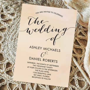 Soft Abriot Waterverf Wedding Invitation, Blush Kaart