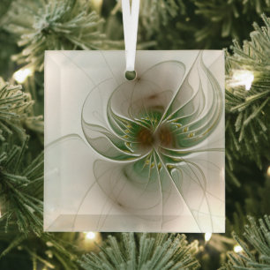 Soft and tenderness fractal fantasy flowers glas ornament