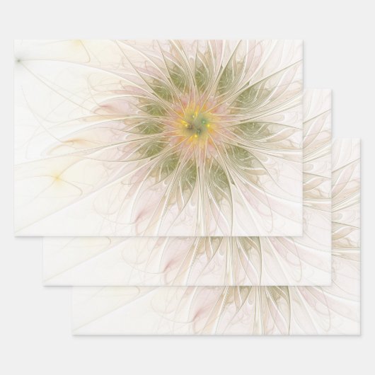 Soft and tenderness fractal fantasy flowers inpakpapier vel (Set)
