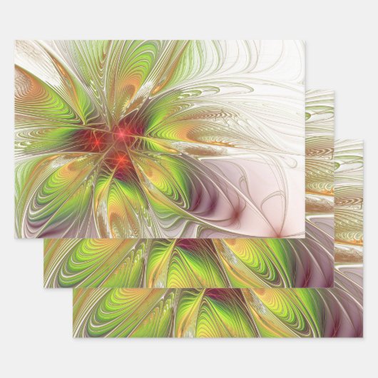 Soft and tenderness fractal fantasy flowers inpakpapier vel (Set)