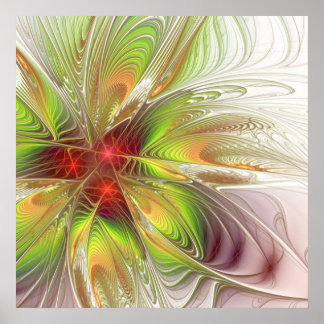 Soft and tenderness fractal fantasy flowers poster