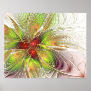 Soft and tenderness fractal fantasy flowers poster
