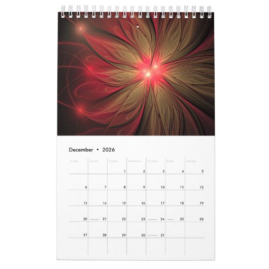 Soft and tenderness fractal flower kalender (Dec 2026)