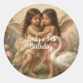 soft angel cherub girls’ birthday || ronde sticker