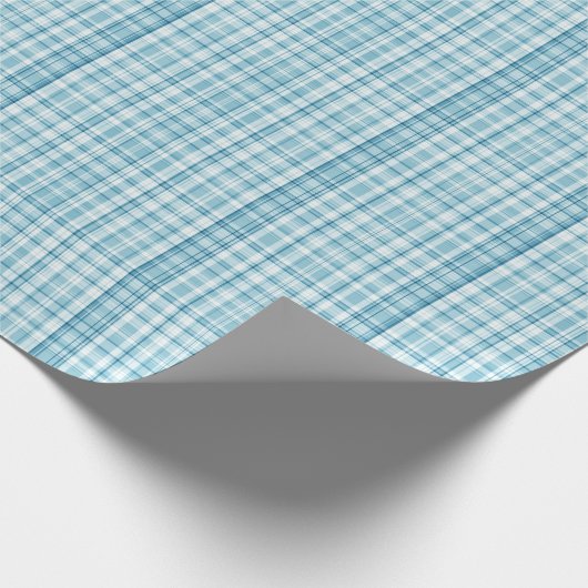 Soft Aqua Blue Plaid Pattern Background Cadeaupapier (Hoek)