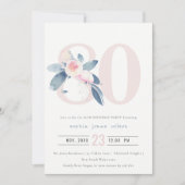 SOFT AQUA BLUSH BLUE FLORAL 80 TH ELKE OUDERDAG KAART (Voorkant)
