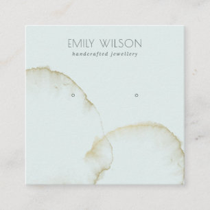 SOFT AQUA GOLD ABSTRACTE STUD EARRING DISPLAY LOGO VIERKANTE VISITEKAARTJE