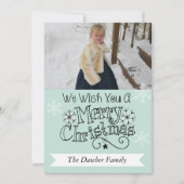 Soft Aqua Merry kerstfoto Kaart (Voorkant)