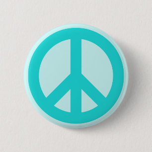 Soft Aqua Peace Symbol Ronde Button 5,7 Cm