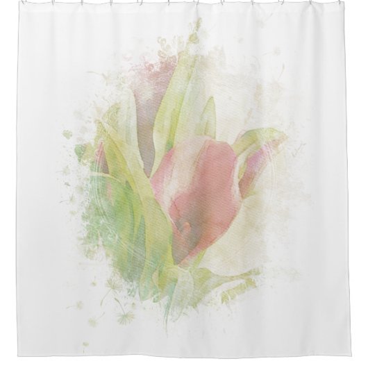 *~* Soft AR12 Artsy Floral Calla Lily Coral Douchegordijn (Voorkant)