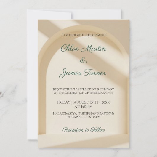 Soft Arch Shadow Minimal Wedding Invitation Kaart (Voorkant)