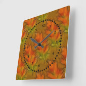 Soft Autumn Leaves Pattern Wall Clock Vierkante Klok (Hoek)