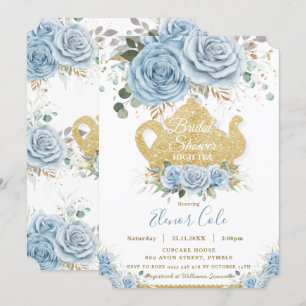Soft Baby Blue Floral Vrijgezellenfeest High Tea P Kaart