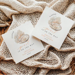 Soft Beige Coastal Pearl Baby shower servetten