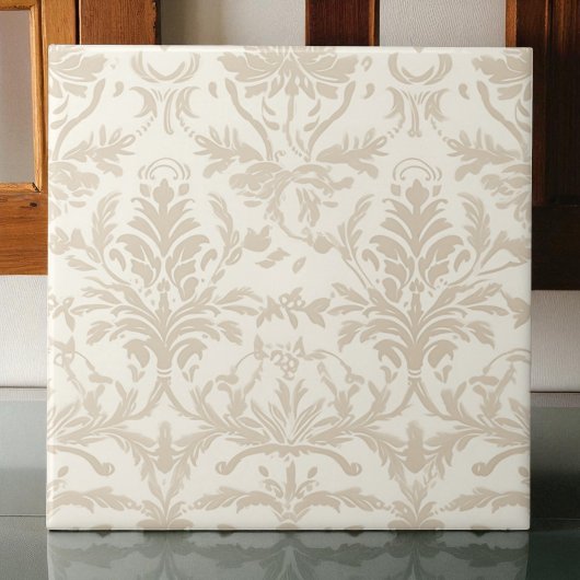 Soft Beige Damask Tegeltje