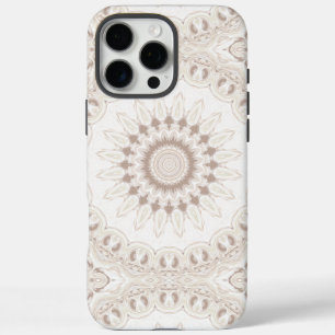 Soft Beige en White Mandala Medallion iPhone 16 Pro Max Hoesje