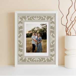 Soft Beige Folk Art Floral Lijst met aangepaste te Poster