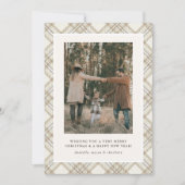 Soft Beige Gingham Photo Holiday Card Feestdagenkaart (Voorkant)