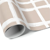 Soft Beige Grid Ivory Geometric Pattern Cadeaupapier (Rol Hoek)