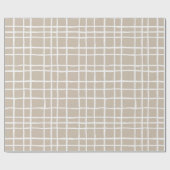 Soft Beige Grid Ivory Geometric Pattern Cadeaupapier (Vlak)