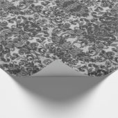 Soft Black Damask Gothic Art afdrukken Cadeaupapier (Hoek)