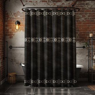 Soft Black Faux Suede Leather Douchegordijn