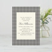 Soft Black White Gingham Plaid Vrijgezellenfeest Kaart (Staand voorkant)