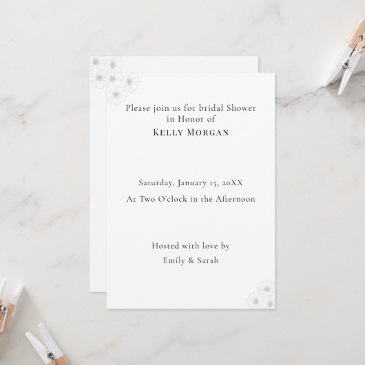 Soft Bloom Elegance Bridal Shower invitation card (Devant/Arrière en situation)