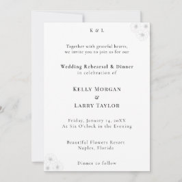 Soft Bloom Elegance Wedding Rehearsal Invitation Kaart