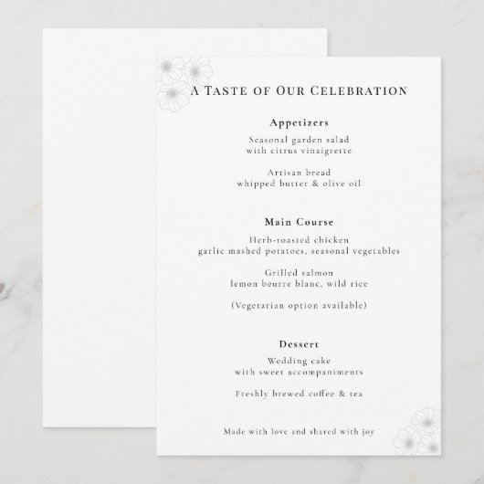 Soft Bloom Elegantie Trouwmenu Menu (Voorkant / Achterkant)