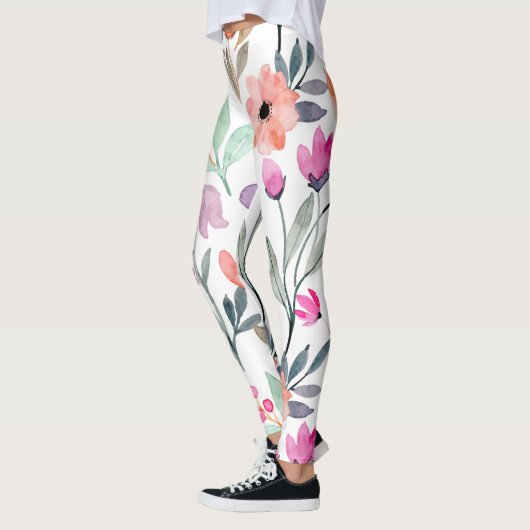 Soft Bloom Watercolor Flower Pattern Pastel  Leggings (Links)