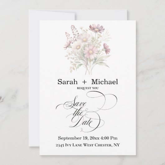 Soft Blooms Spring Floral Save the Date Invitation (Devant)